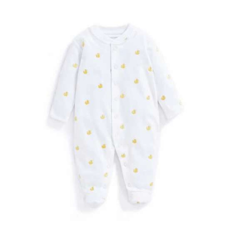 Sleepsuits * | Jojo Maman Bebe Yellow Duck Embroidered Sleepsuit