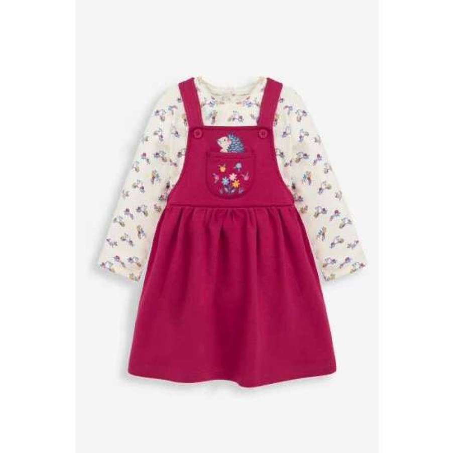 Dresses * | Jojo Maman Bebe Purple Hedgehog Pocket Pinny & Top Set