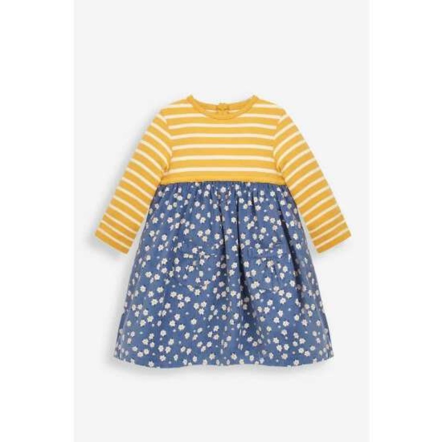 Dresses * | Jojo Maman Bebe Blue Mix & Match Daisy Print Dress With Pet In Pocket