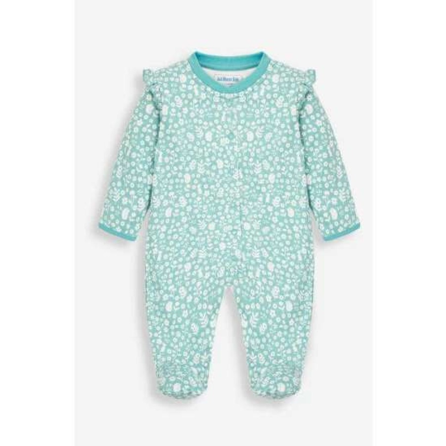 Sleepsuits * | Jojo Maman Bebe Blue Woodland Print Sleepsuit