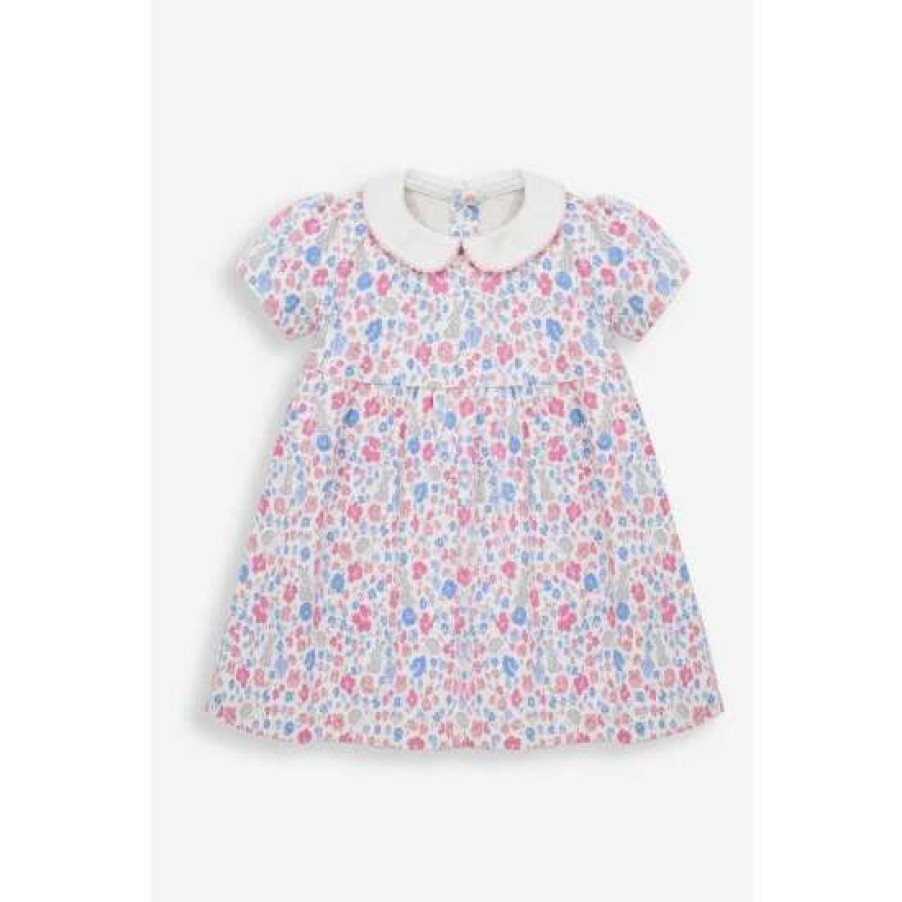 Dresses * | Jojo Maman Bebe Baby Cream Pretty Bunny Floral Dress With Knickers