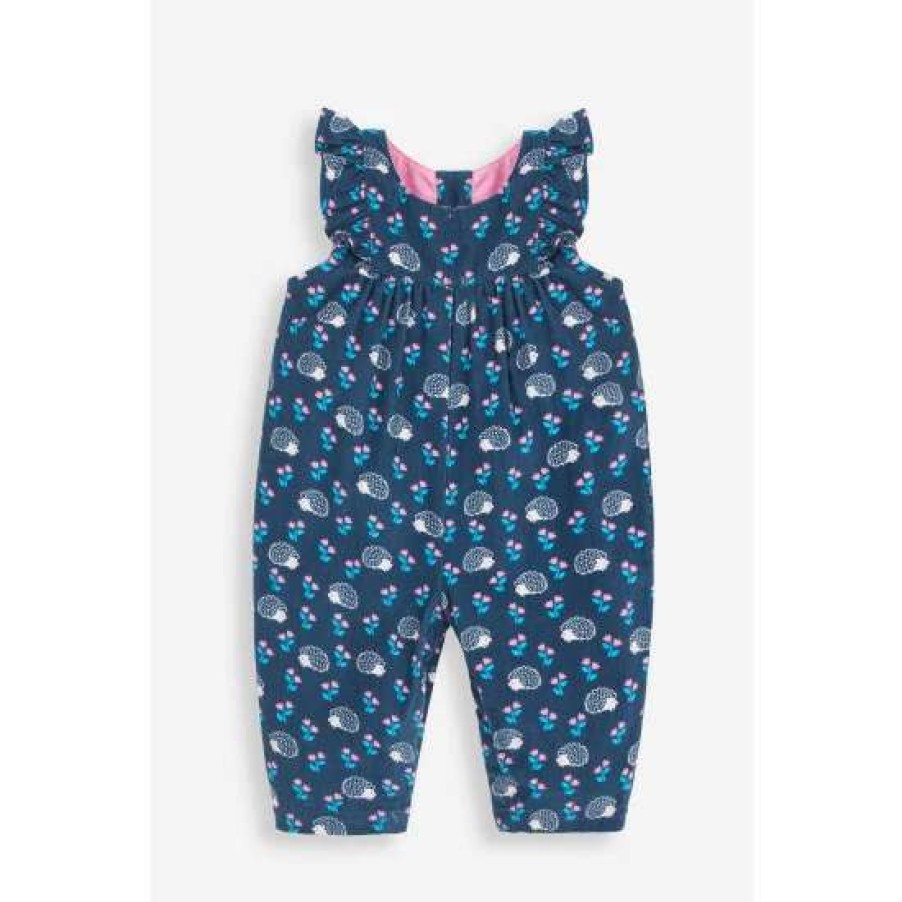 Dungarees * | Jojo Maman Bebe Blue Hedgehog Print Cord Dungarees