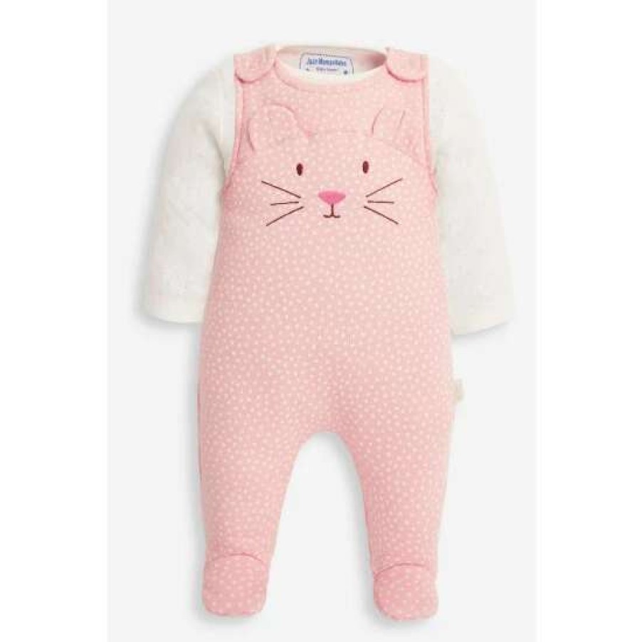 Dungarees * | Jojo Maman Bebe Pink Mouse Dungaree Set 2 Piece