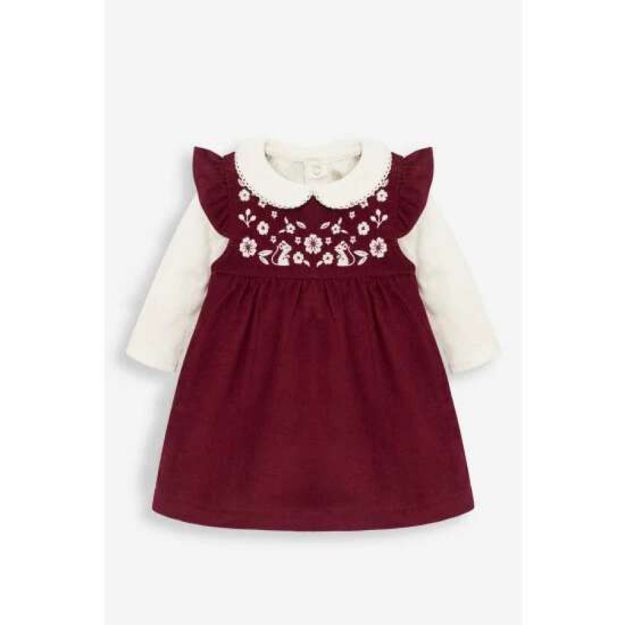 Dresses * | Jojo Maman Bebe Purple Mouse Embroidered Cord Dress Set