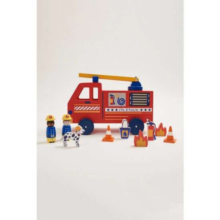 Toys * | Jojo Maman Bebe Wooden Fire Engine