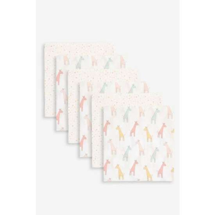 Babyaccessories * | Jojo Maman Bebe 6-Pack Pink Giraffe Muslin