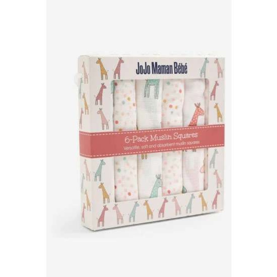 Babyaccessories * | Jojo Maman Bebe 6-Pack Pink Giraffe Muslin