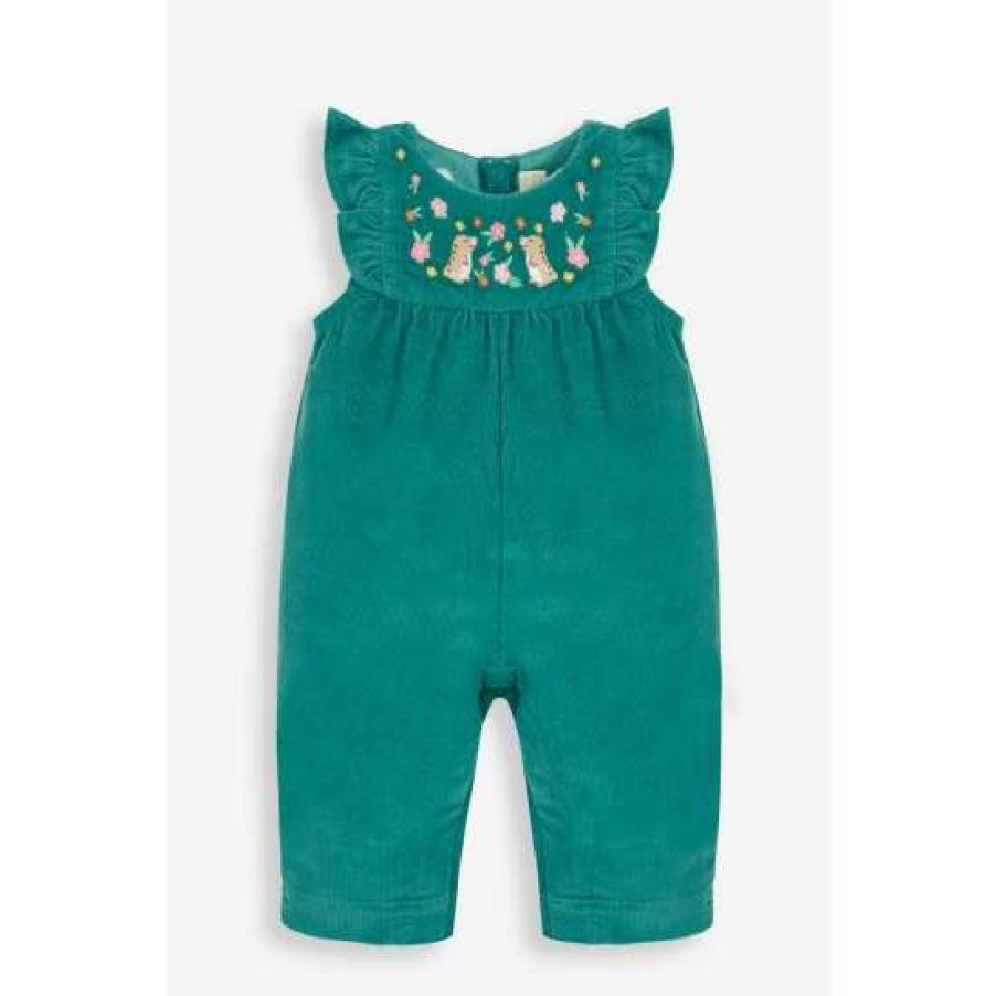 Dungarees * | Jojo Maman Bebe Green Mole Embroidered Cord Dungarees