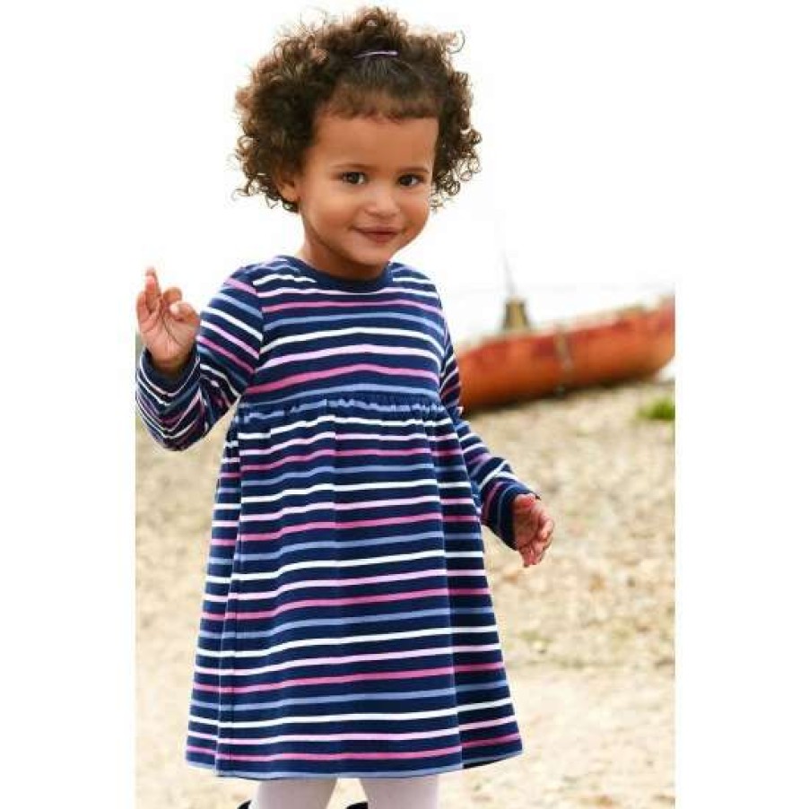 Dresses * | Jojo Maman Bebe Blue Multi Stripe Classic Dress