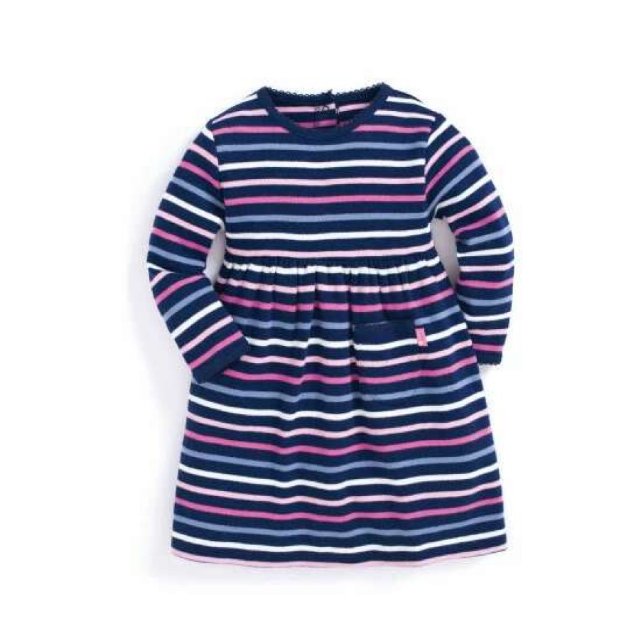 Dresses * | Jojo Maman Bebe Blue Multi Stripe Classic Dress